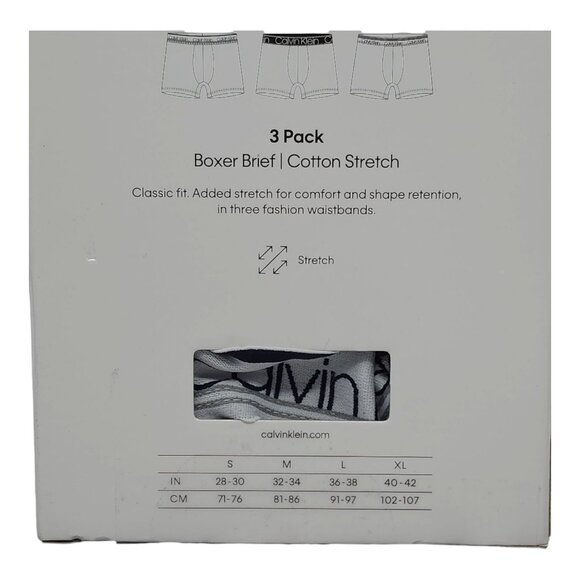 Calvin Klein Mens Boxer Brief 3-Pk L Cotton Stretch Underwear Burgundy Navy Gray - Picture 6 of 7